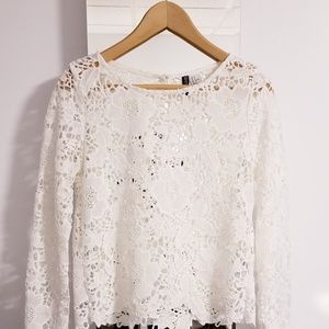 Crocheted Off White Top